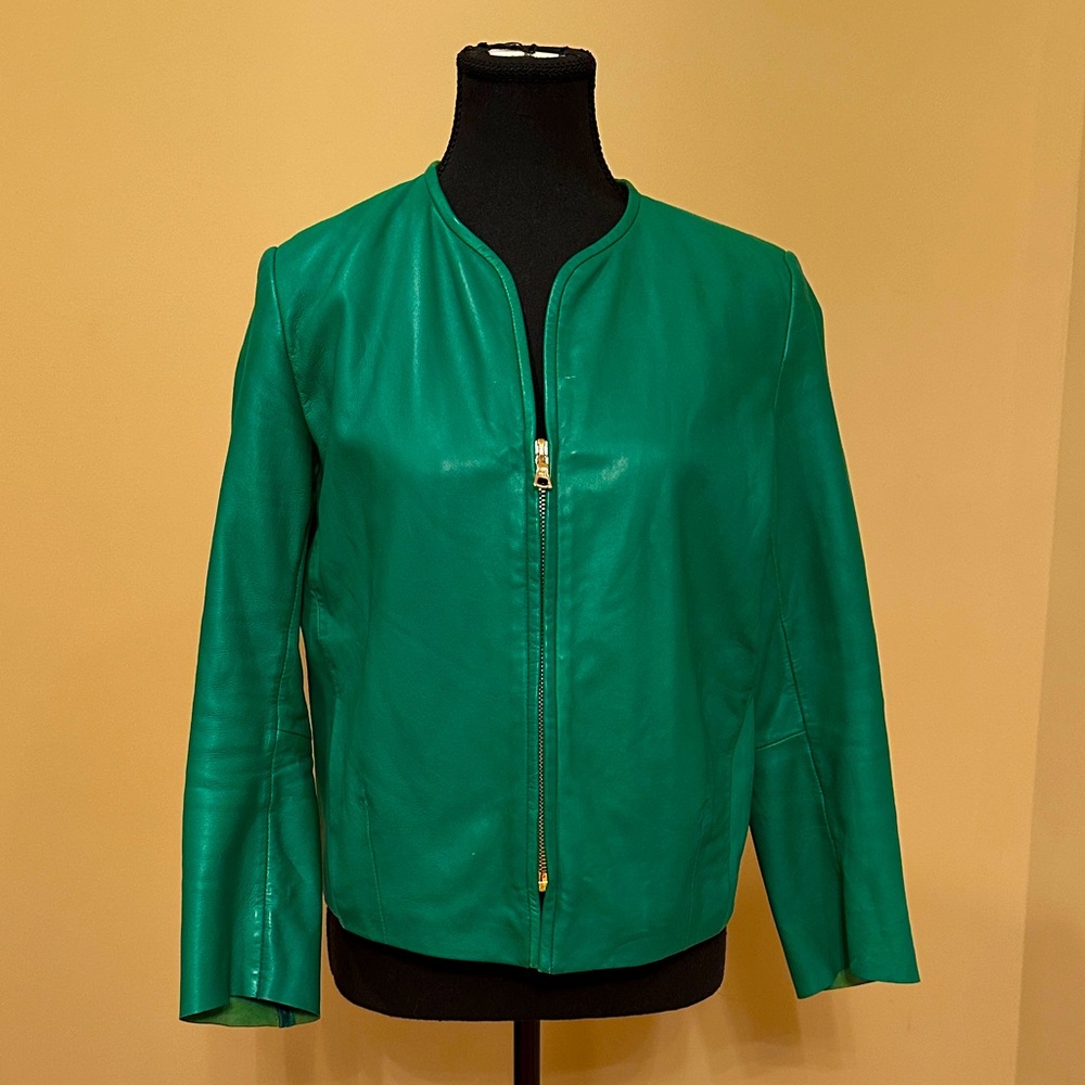 Sandro Paris Vibrant Green Leather Jacket